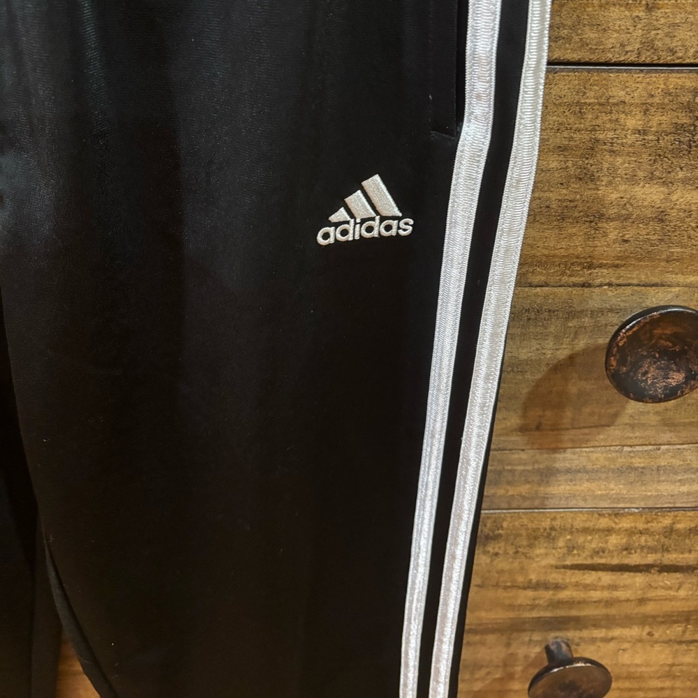 Adidas Kids Black Track Pants with White Stripes - Picture 4 of 5